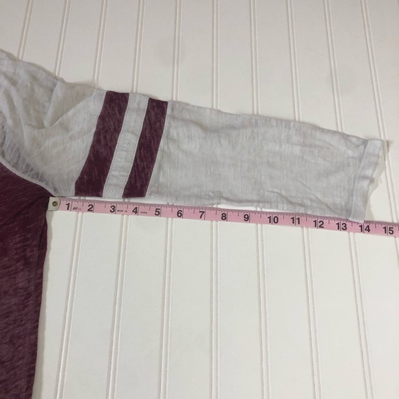 PINK Victoria's Secret White and Maroon Graphic Raglan Long Sleeve Tee - Picture 7 of 8